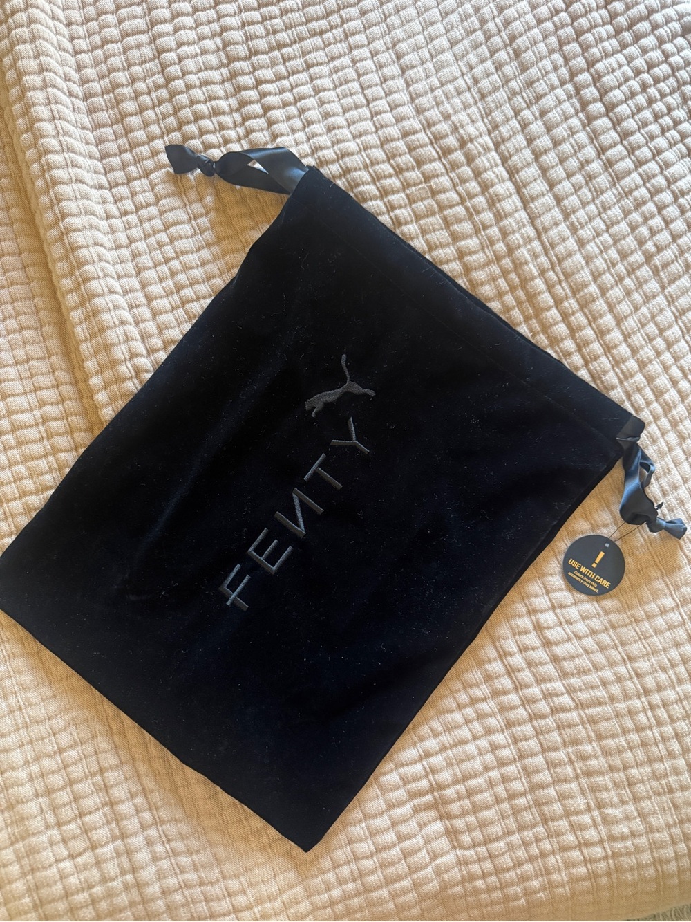 NWT Fenty Puma Black Velvet Drawstring dust bag or Shoe Bag large pouch